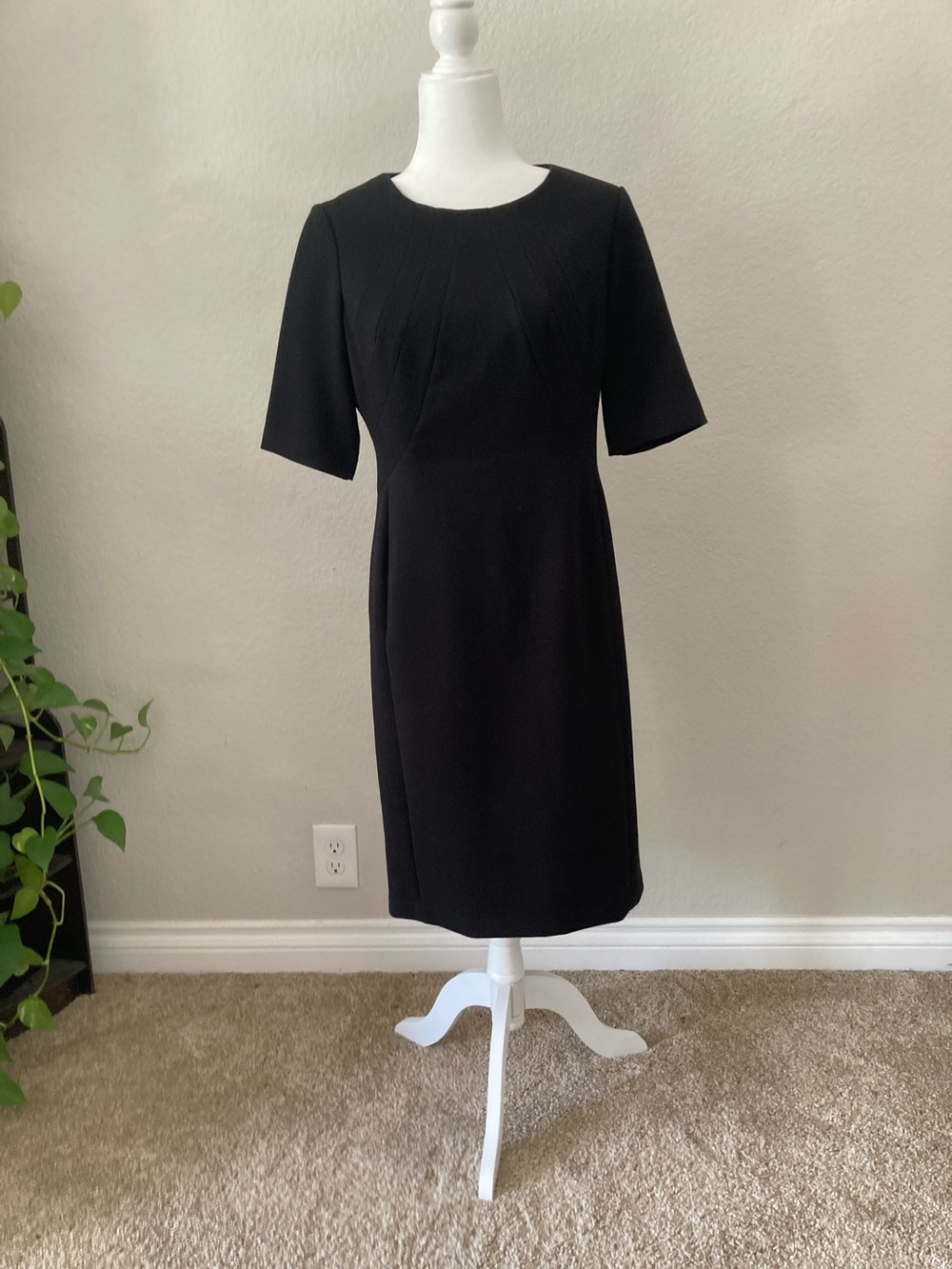Eliza J Black Short-Sleeve Midi Dress